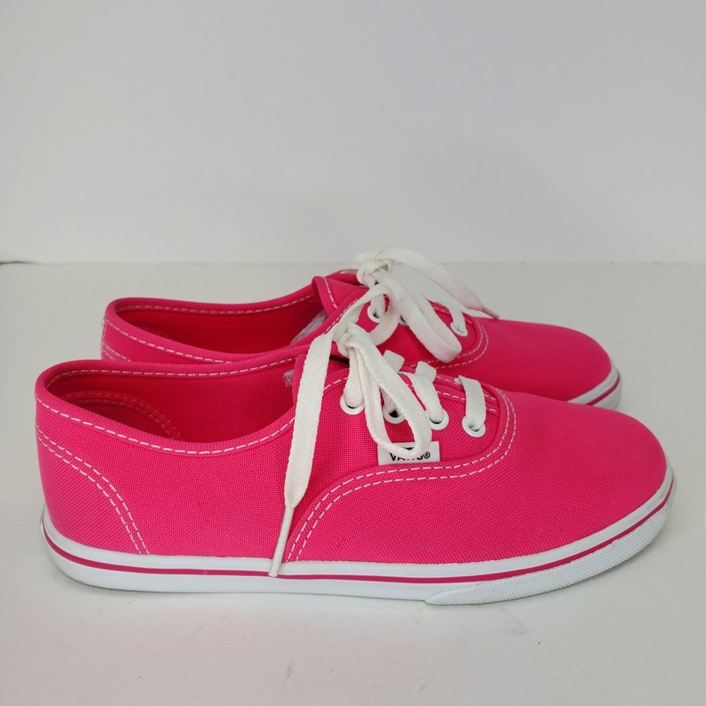 Vans Lace Up Skate Shoes Missy Youth Size 3 Bright Pink Skater Sneakers.